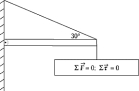 Use the following to answer the question: -The horizontal boom supporting the sign is of uniform construction and weighs 50 N.If the sign weighs 150 N,the angle between the force exerted by the hinge on the boom and the boom is