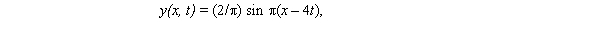 <strong>The equation that gives the particle displacement of a medium in which there is a simple harmonic progressive wave is where the units are SI.At t = 2 s,the velocity of a particle at x = 10 m is</strong> A)0 B)2 m/s C)4/ \pi m/s D)4 m/s E)8 m/s