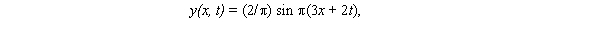 An equation that gives the particle displacement for a medium in which there is a simple harmonic traveling wave is where x and y are in centimeters and t is in seconds.At t = 2 s the speed of a particle at the location x = 4 cm is