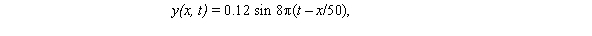 <strong>A sinusoidal wave train is moving along a string.The equation giving the displacement as a function of position and time is where the units are SI.For a particle at x = 5 m when t = 2.4 s,the velocity of the particle is</strong> A)3.7 cm/s B)27 cm/s C)93 cm/s D)1.6 m/s E)3.0 m/s