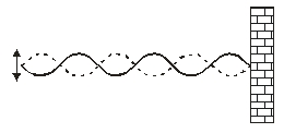 A standing wave is shown in the figure on the right.If the period of the wave is T,the shortest time it takes for the wave to go from the solid curve to the dashed curve is