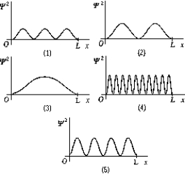 Use the following figure to answer question. -The graphs show \varPsi <sup>2</sup> as a function of x for a particle in a one-dimensional box of length L.The graph that represents the ground state is