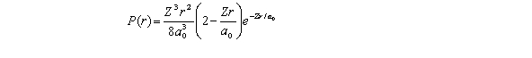 For the hydrogen atom in the state n = 2,l = 0,m = 0,the radial probability density is The probability of finding the electron in the range \Delta r = 0.04a<sub>0</sub> at r = 1.5a<sub>0</sub> is