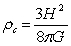 <strong>A classical calculation shows that the critical mass density of the universe is given by where H is the Hubble constant and G is the gravitation constant.If the density is below this value,the universe will expand forever whereas if it is above this value the universe will eventually stop expanding and collapses.Approximately,how many hydrogen atoms per m<sup>3</sup> is the critical density equivalent to?</strong> A)4 B)40 C)400 D)4000 E)40,000