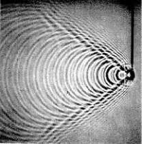 The angle of the shock wave shown in this photograph is closest to