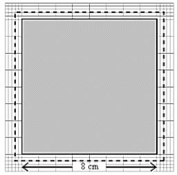   A change in temperature of 100º C causes a square plate to expand as shown in the figure. The coefficient of linear expansion of the plate is approximately