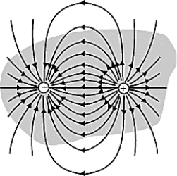 <strong> The figure shows a surface enclosing the charges q and -q. The net flux through the surface surrounding the two charges is</strong> A) q/ \isin <sub>0 </sub> B) 2q/ \isin <sub>0 </sub> C) -q/ \isin <sub>0 </sub> D) zero E) None of these is correct.
