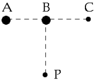 <strong>Use the following figure to answer the next four problems: ABC is a straight line with AB = BC = 0.60 nm. BP is perpendicular to ABC and BP = 0.80 nm. Charges of +3.2 × 10<sup>-</sup><sup>19</sup> C are placed at A and C, and a charge of -3.2 × 10<sup>-</sup><sup>19</sup> C is placed at B. The electric potential at P is</strong> A) 2.2 V B) 9.4 V C) 29 V D) 0.43 nV E) 0.16 kV