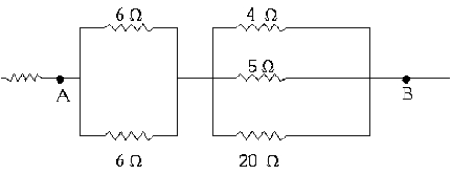 <strong> A current of 1.2 A flows from A to B. Therefore, the magnitude of the potential difference between points A and B is approximately</strong> A) 1.0 V B) 4.2 V C) 4.6 V D) 6.0 V E) 20 V