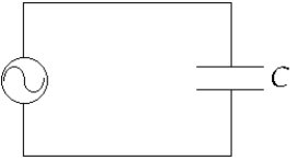 <strong> If you double the frequency in the circuit shown, the capacitative reactance of the circuit</strong> A) increases by a factor of 2. B) does not change. C) decreases by a factor of 2. D) increases by a factor of 4. E) decreases by a factor of 4.