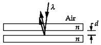 <strong> Two parallel glass plates of index of refraction n are separated by an air film of thickness d. Light of wavelength \lambda in air, normally incident on the plates, is intensified on reflection when, for some integer m</strong> A) 2d = m \lambda B) 2d = m \lambda 0/n C) 2d = mn \lambda D) 2d = (m + 1/2) \lambda E) 2nd = m \lambda /2