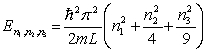 <strong>A particle is confined in a three-dimensional box with L<sub>1 </sub>= L, L<sub>2</sub> = 2L and L<sub>3</sub> = 3L. The energy levels of the particle are given by</strong> A) . B) . C) . D) . E) None of these is correct.