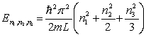 <strong>A particle is confined in a three-dimensional box with L<sub>1 </sub>= L, L<sub>2</sub> = 2L and L<sub>3</sub> = 3L. The energy levels of the particle are given by</strong> A) . B) . C) . D) . E) None of these is correct.