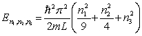 <strong>A particle is confined in a three-dimensional box with L<sub>1 </sub>= L, L<sub>2</sub> = 2L and L<sub>3</sub> = 3L. The energy levels of the particle are given by</strong> A) . B) . C) . D) . E) None of these is correct.