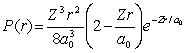 <strong>For the hydrogen atom in the state n = 2, l = 0, m = 0, the radial probability density is The probability of finding the electron in the range \Delta r = 0.04a<sub>0</sub> at r = 2a<sub>0</sub> is</strong> A) 0.0167 B) 0.149 C) 0.128 D) 0.0241 E) zero