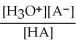 <strong>Find the correct equilibrium constant that shows the ionization constant of a weak acid HA.</strong> A)K<sub>a</sub> = B)K<sub>a</sub> = C)K<sub>a</sub> = D)K<sub>a</sub> = E)K<sub>a</sub> =