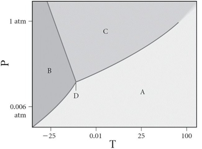 Assign the appropriate labels to the phase diagram shown below.