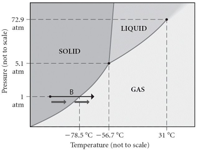 Consider the phase diagram shown.Choose the statement below that is TRUE.