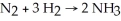 Diatomic N<sub>2</sub> can react with diatomic H<sub>2</sub> to form ammonia (NH<sub>3</sub>).The balanced chemical equation is: If 6 moles of H<sub>2</sub> totally reacted with more than enough N<sub>2</sub>,how many moles of ammonia would be expected to form?