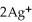 <strong>What is the balanced oxidation half-reaction for the following unbalanced redox reaction:  </strong> A)Ca →   + 2   B)   → Ag +   C)2   + Ca →   D)   + 2   → 2Ag E)none of the above <div style=padding-top: 35px> 
