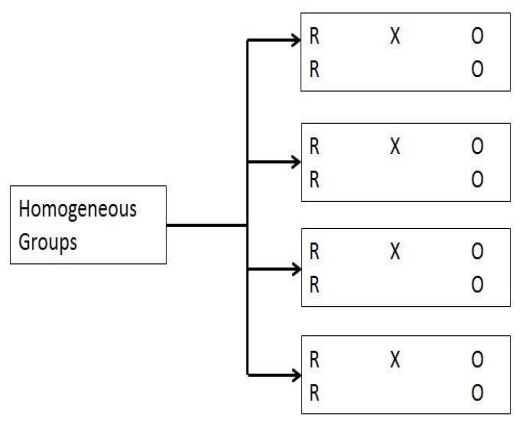 <strong>Figure TB 9-7 What type of design is shown in the accompanying figure?</strong> A)randomized block B)covariance C)switching-replications D)factorial