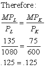   For a least cost combination of inputs,          