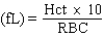 <strong>Match the RBC indices term with the appropriate equation. MCV</strong> A) B) C)