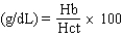 <strong>Match the RBC indices term with the appropriate equation. MCV</strong> A) B) C)