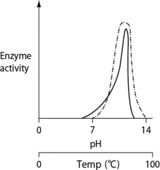 <strong>Thermoacidophiles are archaeans that are able to successfully live and reproduce in environments that are acidic, have high sulfur content and temperatures, and have little organic material. Consider the thermoacidophile Sulfolobus acidocaldarius. Which of the following graphs most accurately depicts the expected temperature and pH profiles of its enzymes? (Note: The horizontal axes of these graphs are double, with pH above and temperature below.) </strong> A) B) C) D)