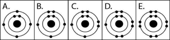 Figure 2.3 -Which drawing in Figure 2.3 is of the electron configuration of a sodium 11Na+ ion?