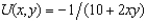 Jim's utility function is U(x, y) = xy. Jerry's utility function is U(x, y) = 1,000xy + 2,000. Tammy's utility function is U(x, y) = xy(1 - xy). Oral's utility function is   . Marjoe's utility function is U(x, y) = x(y + 1,000). Pat's utility function is U(x, y) = 0.5xy - 10,000. Billy's utility function is U(x, y) =   . Francis's utility function is U(x, y) = -xy. a. Who has the same preferences as Jim? b. Who has the same indifference curves as Jim? c. Explain why the answers to (a) and (b) differ.<div style=padding-top: 35px> 