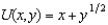 Donald's utility function is   . Currently he is buying some of both goods. If his income rises and prices don't change, he will buy more of both goods.<div style=padding-top: 35px> 