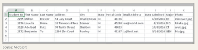 <strong> A user of a database such as that pictured in the accompanying figure refers to a record as what?</strong> A)table B)column C)row D)relationship