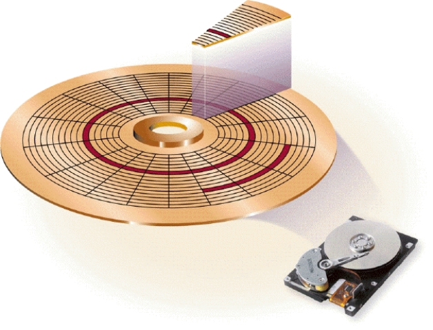   -As shown in the accompanying figure, a disk's storage locations consist of wedge-shaped sections, which break the tracks into small arcs called ____________________.
