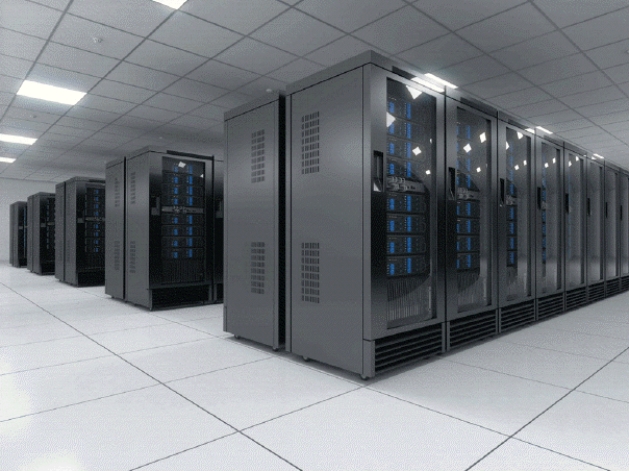 <strong> Which of the following is a network of several servers, like those in the accompanying figure, together in a single location?</strong> A)server farm B)server unit C)server mainframe D)server aggregate