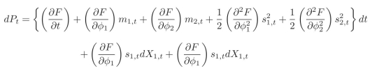 Given that we now have two stochastic factors, when writing Ito's lemma as the following what are we implicitly assuming about them?