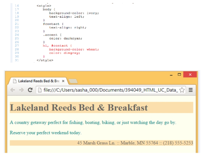  In the figure above, which lines of code set the formatting for the footer?