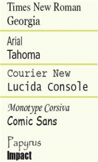 <strong> Referring to the figure above, Times New Roman and Georgia are examples of ____ fonts.</strong> A) Serif B) Sans serif C) Fantasy D) Cursive