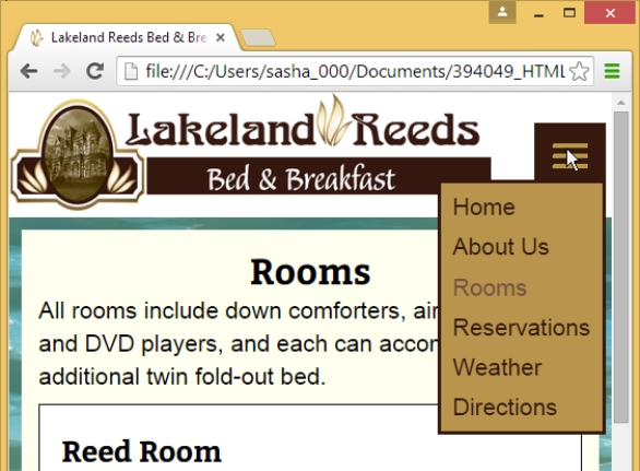 <strong> Referring to the figure above, which aspect of responsive design does the figure illustrate?</strong> A) responsive navigation B) a widescreen layout C) a shim D) an emulator