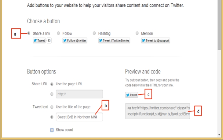 <strong> Referring to the figure above, which item represents a preview of the button to be generated based on your selections?</strong> A) a B) b C) c D) d