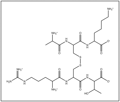 <strong>The two peptides shown in the diagram below are linked through </strong> A)a hydrogen bond. B)a glycosidic bond. C)a peptide bond. D)a disulfide bond. E)an ester linkage.