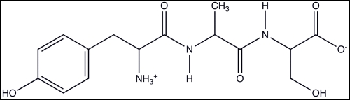 <strong>Which one of the representations describes the oligopeptide shown below? </strong> A)Tyr-Ala-Thr B)Tyr-Gly-Cys C)Tyr-Ala-Ser D)Phe-Gly-Cys E)Phe-Ala-Thr