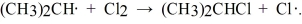 Given the bond dissociation energies below (in kcal/mol), estimate the ΔH° for the propagation step CH<sub>3</sub>CH<sub>2</sub>CH<sub>2</sub>-H 98 (CH<sub>3</sub>)<sub>2</sub>CH-H 95 Cl-Cl 58 H-Cl 103 CH<sub>3</sub>CH<sub>2</sub>CH<sub>2</sub>-Cl 81 (CH<sub>3</sub>)<sub>2</sub>CH-Cl 80