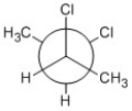 <strong>For the compound represented by the Newman projection below, what is the dihedral angle between the methyl groups in the conformer that has the smallest molecular dipole moment? </strong> A) 0° B) 30° C) 60° D) 120° E) 180°