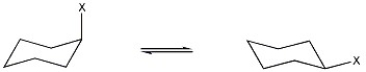 Consider the equilibrium shown below. When one looks at the equilibrium where X = CH<sub>3</sub> and the one where X = CH(CH<sub>3</sub>)<sub>2</sub>, how do the values of the equilibrium constants (Ks) compare?