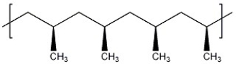 <strong>The stereochemistry observed in this polymer is described as ________.  </strong> A) atactic B) isotactic C) syndiotactic D) tacky E) regiotactic <div style=padding-top: 35px> 
