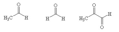 An unknown compound with empirical formula C<sub>3</sub>H<sub>5</sub> was treated with Br<sub>2</sub>/CCl<sub>4</sub>.<sub> </sub>The bromine solution went from orangish/red to clear immediately at room temperature. Upon treatment with O<sub>3</sub> followed by work-up with dimethylsulfide the following products were identified. From the information provided what is/are the most likely structure(s) for this unknown compound.