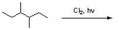 Draw all monochlorination products expected from reaction of chlorine with 3,4-dimethylhexane. Circle the major product.