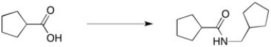 Using the carboxylic acid below as your only carbon source, how would you make the given amide?