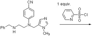 The product of the reaction below has been found to be a potent anticancer agent (J. Med. Chem. 2010, 6867). Predict the structure of the product of the following reaction.